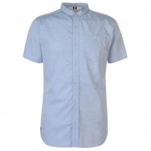 Image of Soviet Short Sleeve Grandad Shirt - Blue