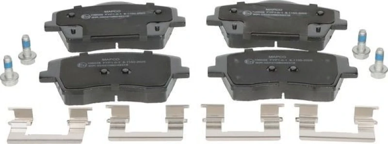 Image of MAPCO 106028 Brake pad set Front Axle, without acoustic wear warning, with accessories, with brake caliper screws Brake Pad Set,disc brake (402)