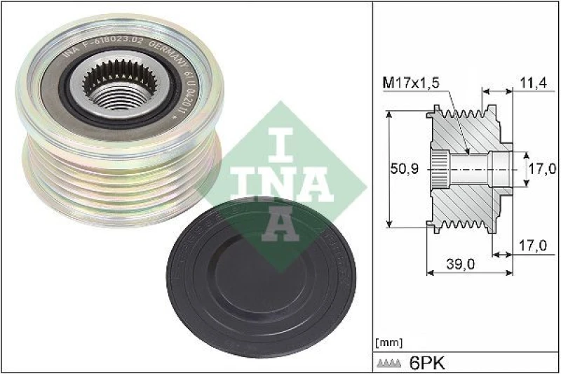Image of Alternator clutch pulley INA 535 0358 10