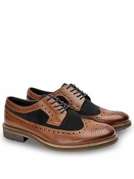 image of Joe Browns Finest Full Apron Brogues, Tan/Navy, Size 10, Men