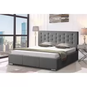 Image of Pinia Upholstered Beds - Plush Velvet, Single Size Frame, Grey - Grey