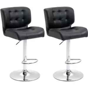 image of Homcom - Set Of 2 PU Leather Racing Style Bar Stools Cool Retro Seating Dining Black