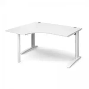 image of TR10 left hand ergonomic desk 1400mm - white frame and white top