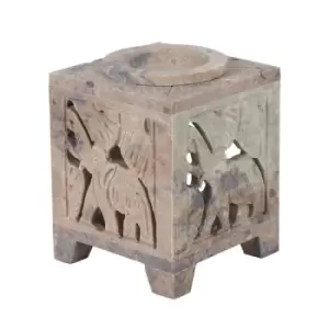 image of Carved Elephant Oil Soapstone Burner