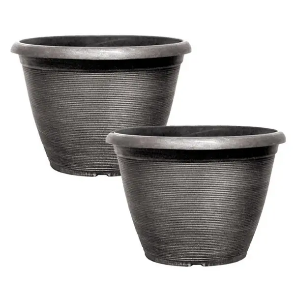 image of YouGarden Pair of Helix Planters (13) - Silver 24x33x33cm Silver 40549411000