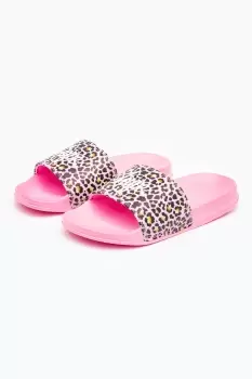 image of HYPE DISCO LEOPARD KIDS SLIDERS