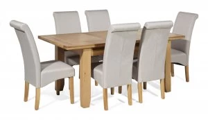 image of Linea Rustic Extending Dining Table 6 Chairs Brown