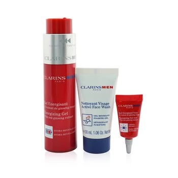 image of ClarinsClarinsmen Energizing Essentials Set: Energizing Gel 50ml + Active Face Wash 30ml + Energizing Eye Gel 3ml + Bag 3pcs+1bag