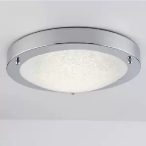 image of Led Bathroom Ceiling Light, Chrome Finish with Glass Shade, 18 Watts, 1490 Lumens, Natural White (4000K) Water Resistant IP44