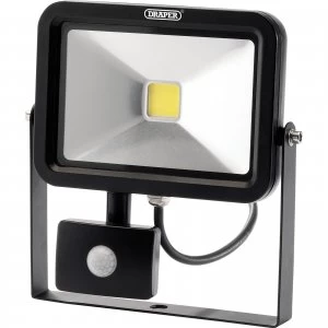 Image of Draper COB LED Slimeline Wall Mounted Floodlight With PIR 20 Watts