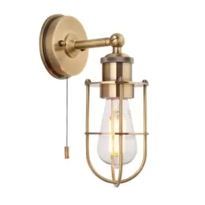 image of Treviso Bathroom Metal Wall Lamp Antique Brass Plate IP44