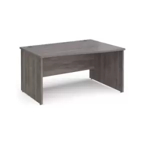 image of Maestro 25 right hand wave desk 1400mm wide - grey oak top with panel end leg