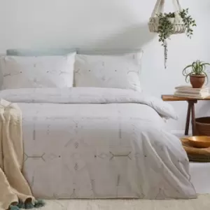 image of The Linen Yard Mini Inka Double Duvet Cover Set Cotton Natural