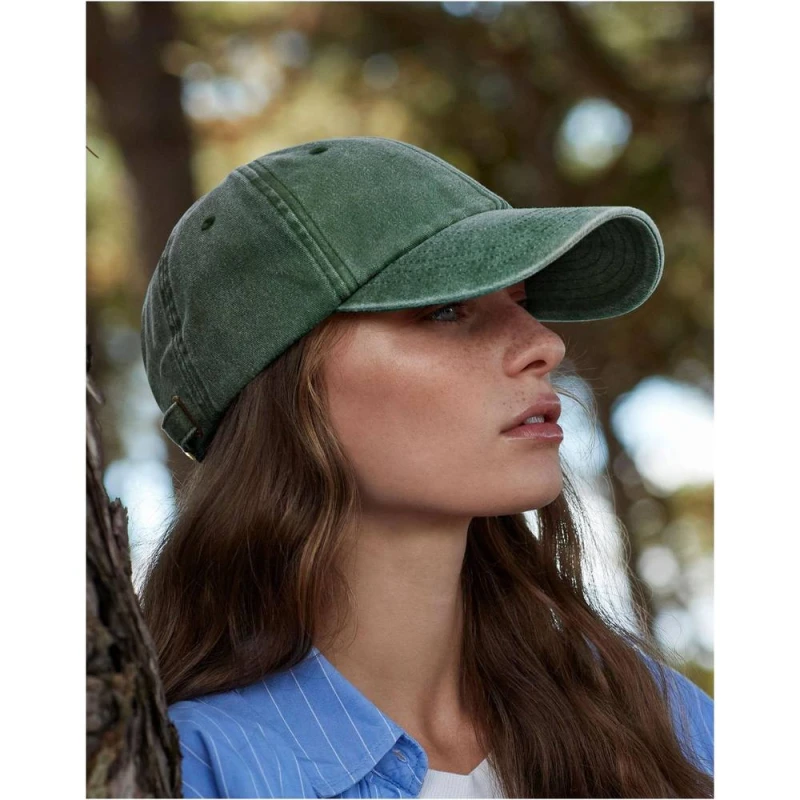 Image of Beechfield Mens Low Profile Vintage Denim-Look Cap One Size in Green Green Male One Size