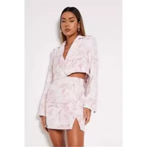 Image of I Saw It First Pink Premium Tailored Printed Mini Skirt - Pink