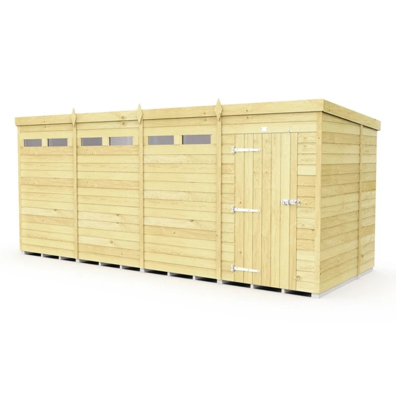 Image of Buttercup Farm 16 x 6 Feet Pent Security Shed - Single Door - L178 x W474 x H201cm in Brown Brown Unisex