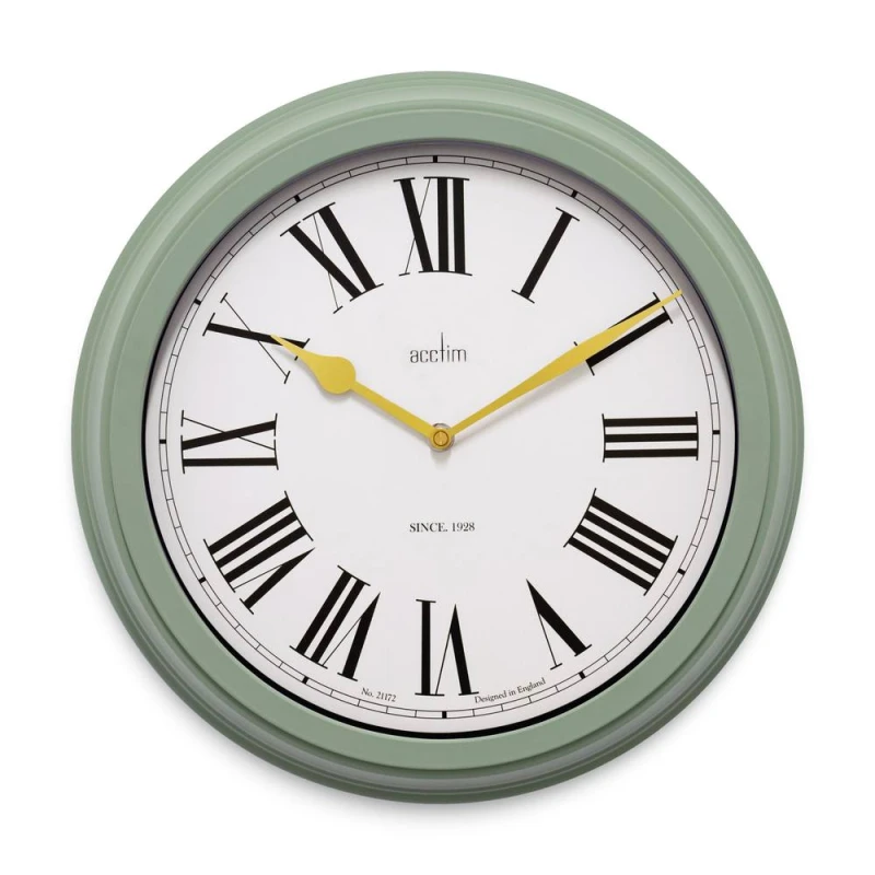 Image of Acctim Turin Wall Clock Outdoor & Indoor Use Weatherproof Roman Numerals 35cm in Green Green Unisex