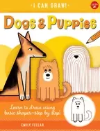 Image of dogs and puppies learn to draw using basic shapes step by step