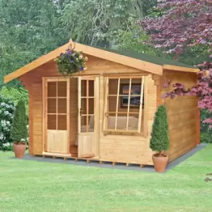 image of Shire Hale 3.6m x 3.6m Log Cabin Summerhouse (28mm)