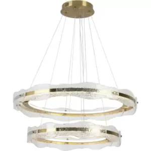 image of Schuller Lighting - Schuller Lira Cylindrical Pendant Ceiling Light Brushed Gold, Textured Dimmable 3000K Remote Control