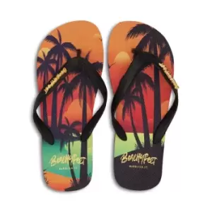 image of BeachyFeet Mens Sunset Lover Flip Flops (11 UK-12 UK) (Orange/Black/Green)