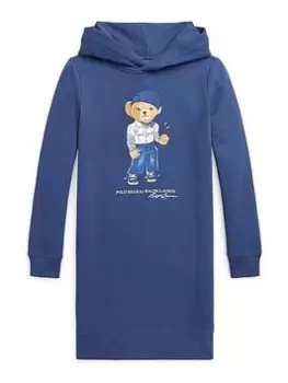 Image of Ralph Lauren Girls Bear Hoody Dress - Blue Size 16 Years=Xl, Women