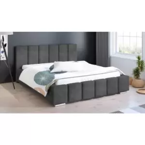 image of Lemela Bed King Plush Velvet Grey