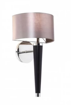 Image of 1 Light Indoor Wall Light Wood & Silver, B22
