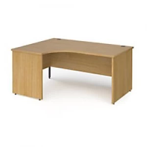 image of Dams International Left Hand Ergonomic Desk with Oak Coloured MFC Top and Graphite Panel Ends and Silver Frame Corner Post Legs Contract 25 1600 x 120