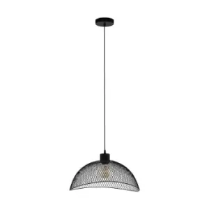Image of Hanging Ceiling Pendant Light Black Steel Mesh Shade 1 x 60W E27 Feature Lamp