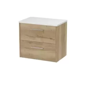 Hudson Reed Juno 600mm Wall Hung 2 Drawer Vanity & Sparkling White Laminate Top - Autumn Oak