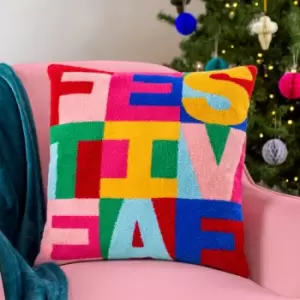 image of Festive-val Cushion Multicolour, Multicolour / 43 x 43cm / Polyester Filled