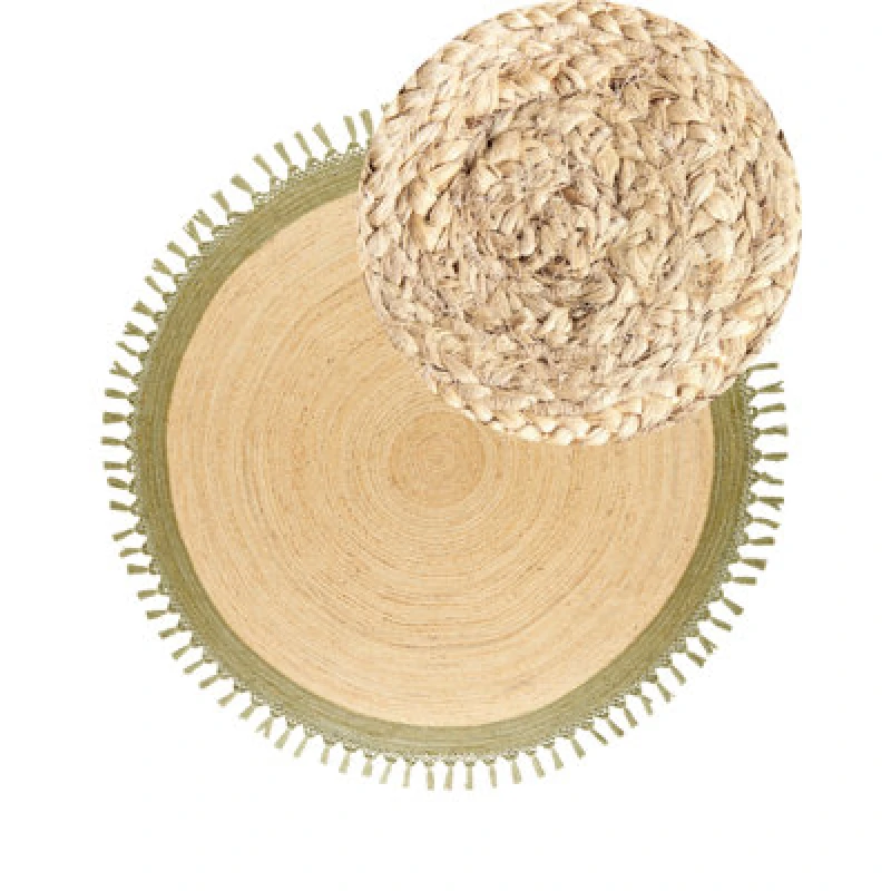 Image of Beliani Boho Rug Marts Green 200 Cm Jute