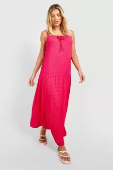 Image of Textured Srop Hem Midaxi Smock Dress