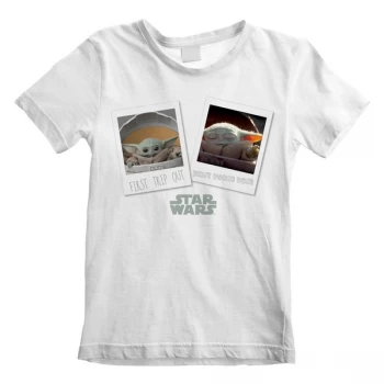 image of Star Wars -The Mandalorian First Day Out Kid's Unisex XL T-Shirt - White