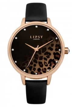 image of Lipsy Ladies Black Leather Strap Watch