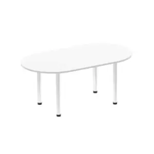 Image of Impulse 1800mm Boardroom Table White Top Brushed Aluminium Post Leg