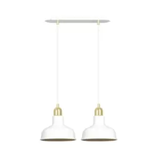 Image of Ibor White Bar Pendant Ceiling Light 2x E27