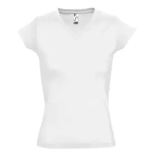 Image of SOLs Womens/Ladies Moon V Neck Short Sleeve T-Shirt (L) (White)
