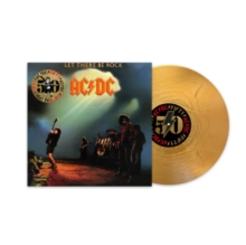 Image of AC/DC Let There Be Rock [Special 50th Anniversary Edition Gold Vinyl] Vinyl LP Black unisex