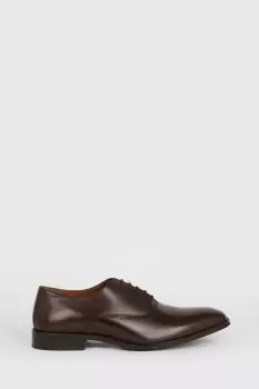 Image of Mens Dark Tan 1904 Leather Plain Oxford Shoes