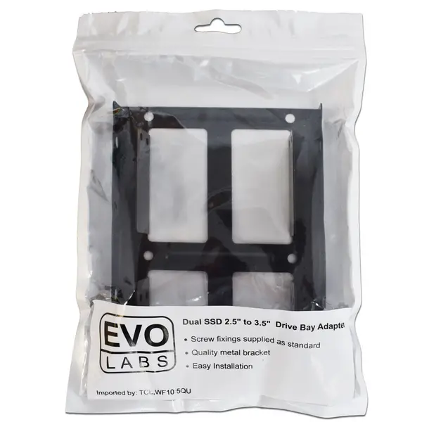 image of Evo Labs Evo Labs 2.5" to 3.5" Double Internal Drive Bay Adapter, Dual Metal, for 2.5" SSD/HDD BREVO-DUALBRA