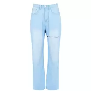 Image of I Saw It First Ripped Straight Leg Jeans - Blue