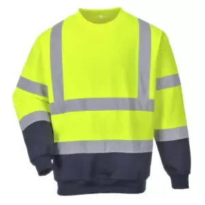 image of Portwest Two Tone Class 3 Hi Vis Jumper Yellow / Navy 3XL