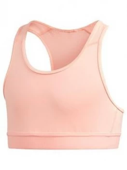 Image of adidas Junior Girls Training Bra - Pink, Orange, Size 7-8 Years, Women
