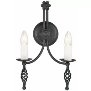 image of Loops - Twin Wall Light Hand Crafted Flower Design Black LED E14 60W