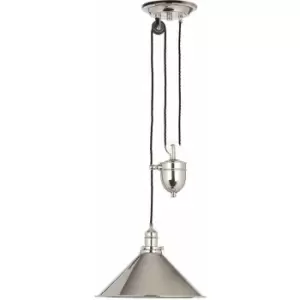 image of 1 Bulb Ceiling Pendant Light Fitting Highly Polished Nickel LED E27 100W