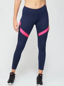 Image of Reebok Workout Ready Mesh Leggings - Navy, Size XL, Women