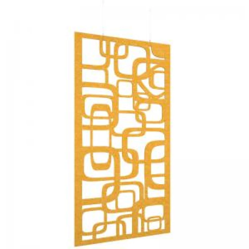 Image of Piano Chords Acoustic Patterned Hanging Screens In Yellow H2400 x W1200mm with Hanging Wires And Hooks - Bygone