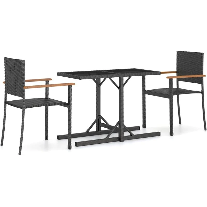 Image of VIDAXL 3 Piece Garden Dining Set Black Vidaxl 8720286379691